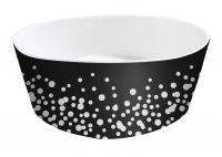 Bambusnapf  18 cm 1,5 L  schwarz-wei, Motiv Punkte