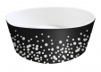 Bambusnapf  18 cm 1,5 L  schwarz-wei, Motiv Punkte